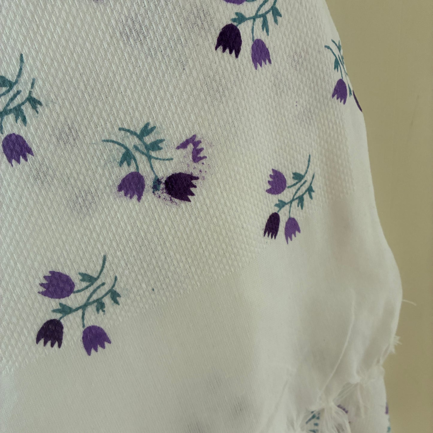 White Floral Cotton Bath Towel (Price for 1 Piece)