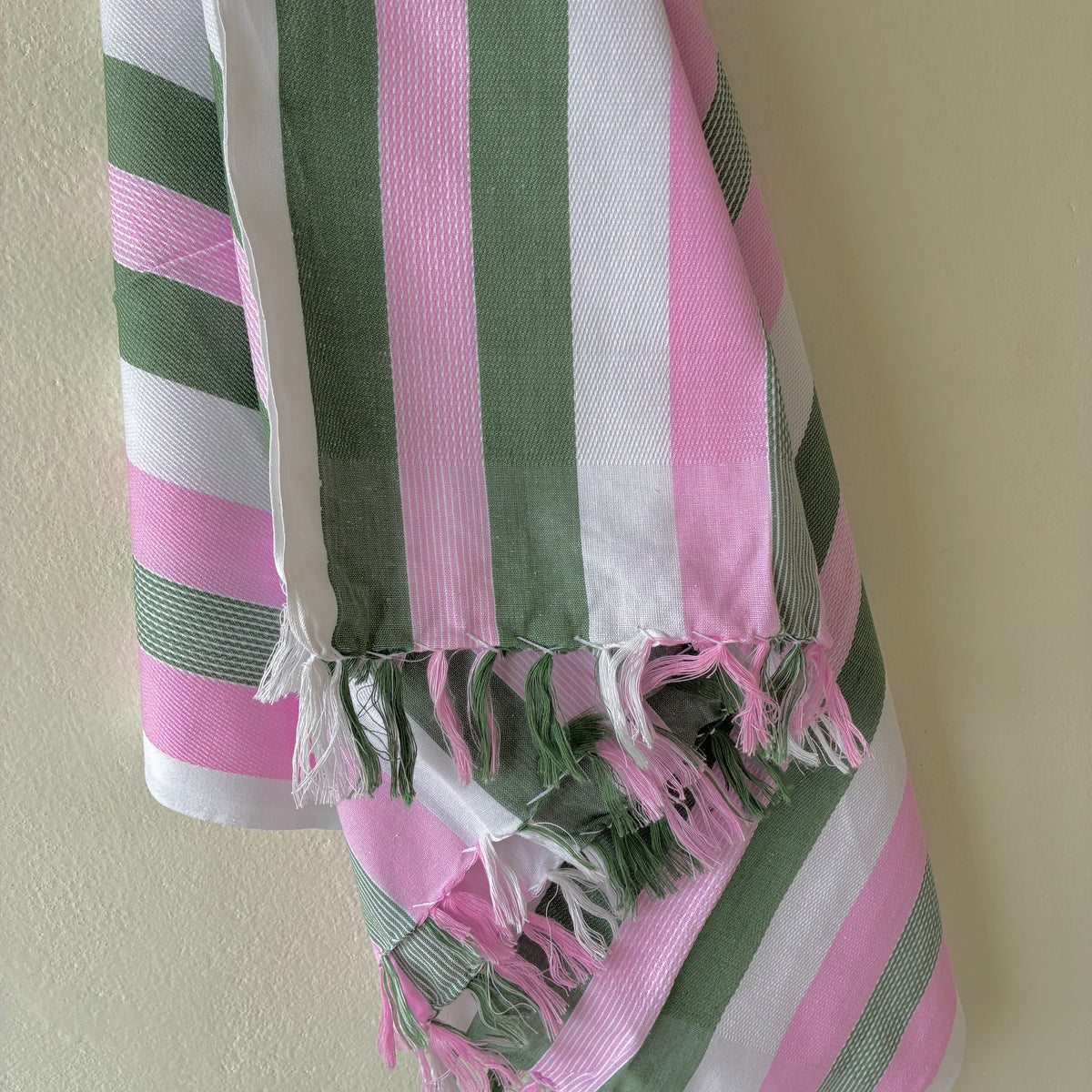 Pink & Green Stripes Cotton Bath Towels