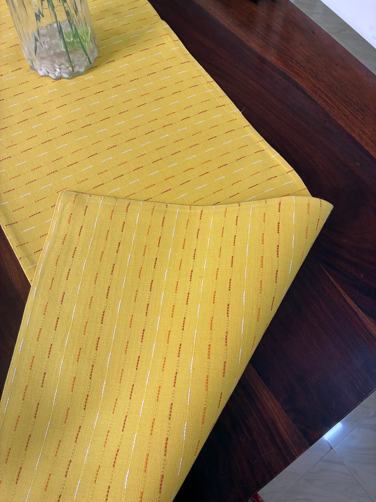Yellow Stripes Table Runner 5ft long