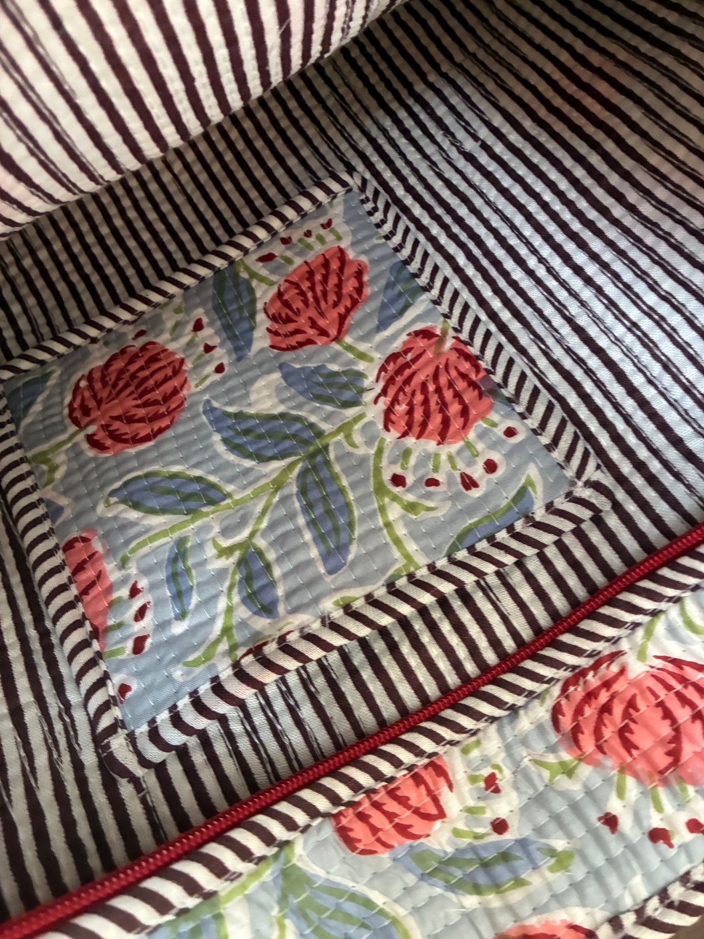 Large Quilted Tote Bag with Zip Closure