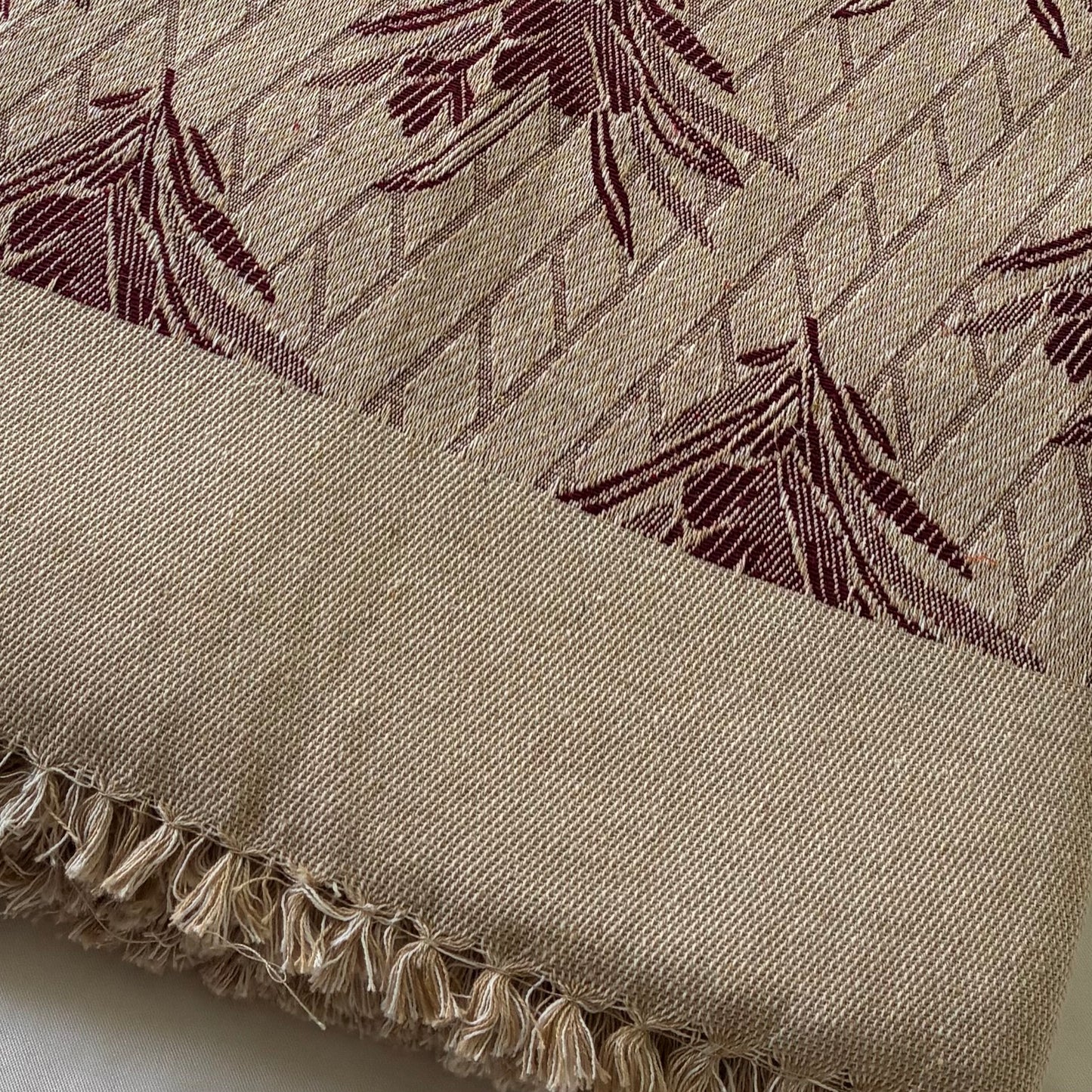 Thick Maroon Floral Blanket / Throw