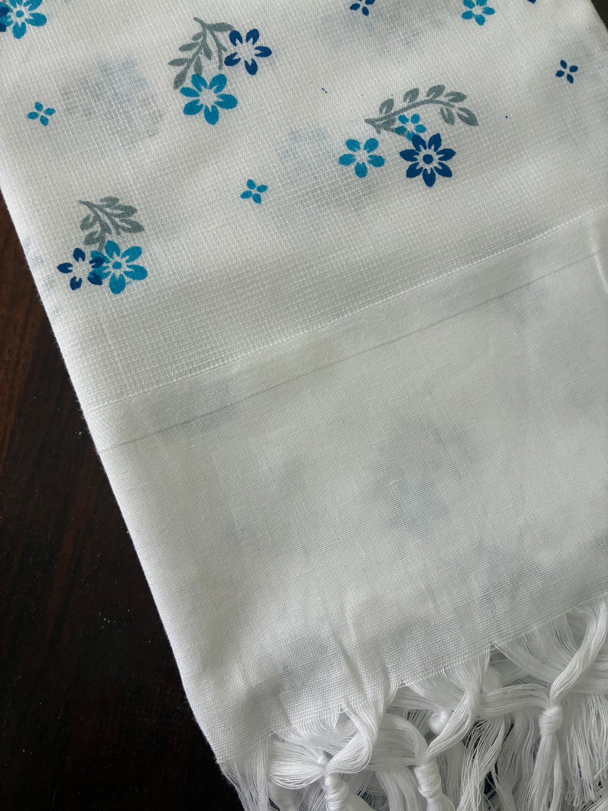 White floral Cotton Bath Towels