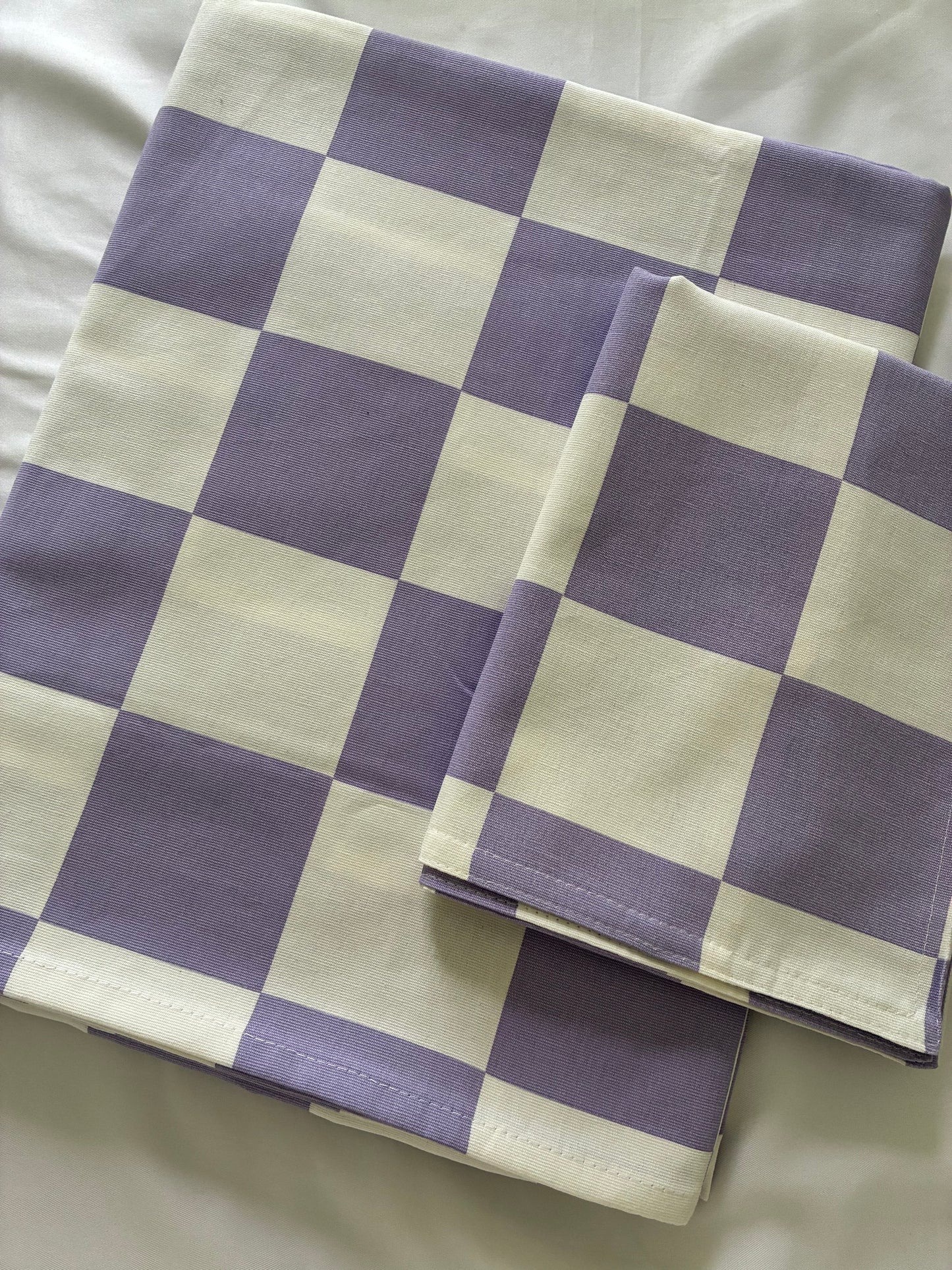 Big Checks Single Size Cotton Bedspread with 1 Pillow Cover 60 x 90 in