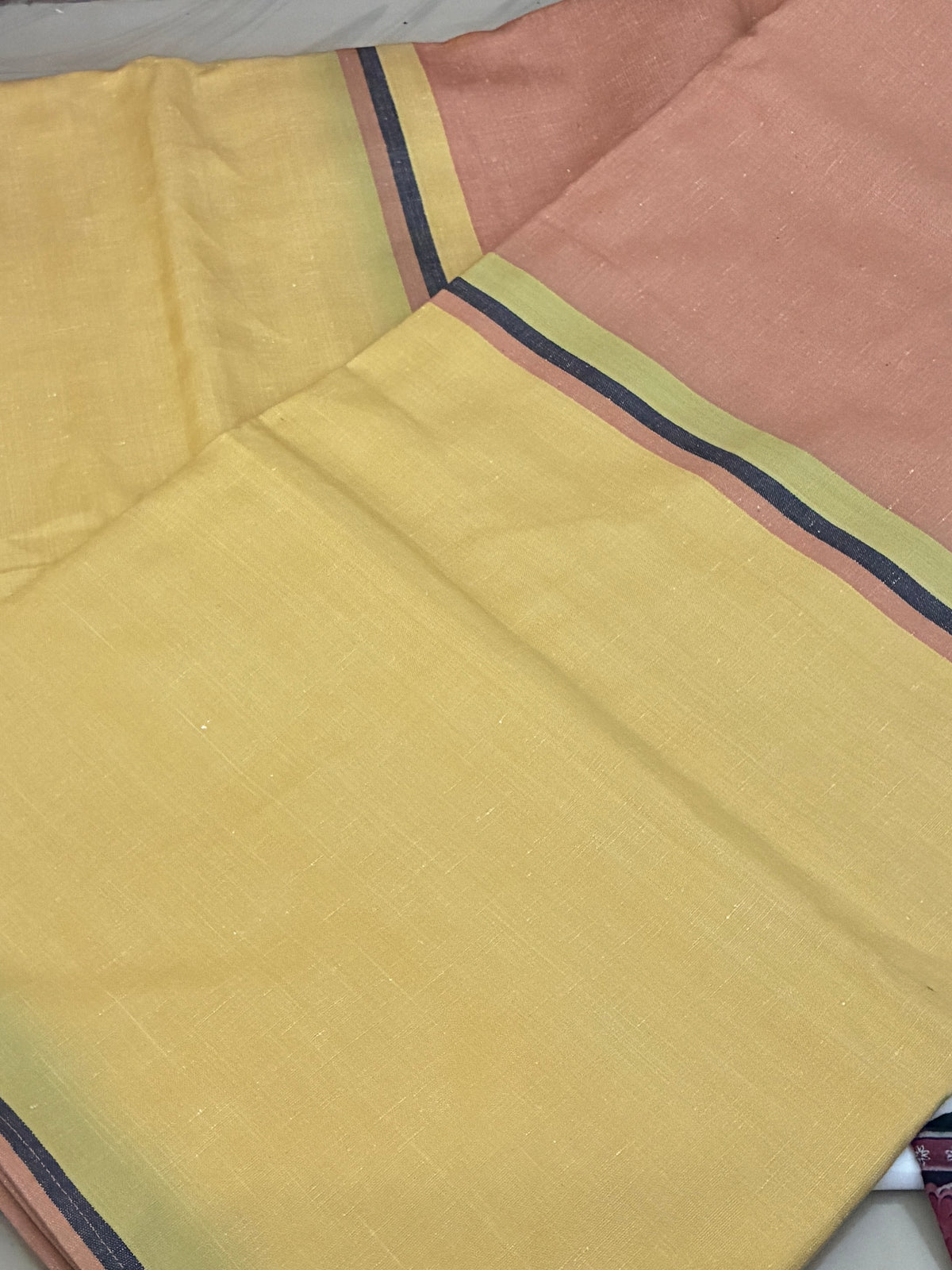 Yellow Stripes Single Size Cotton Bedspread with 2 Pillow Covers 60 x 90 in