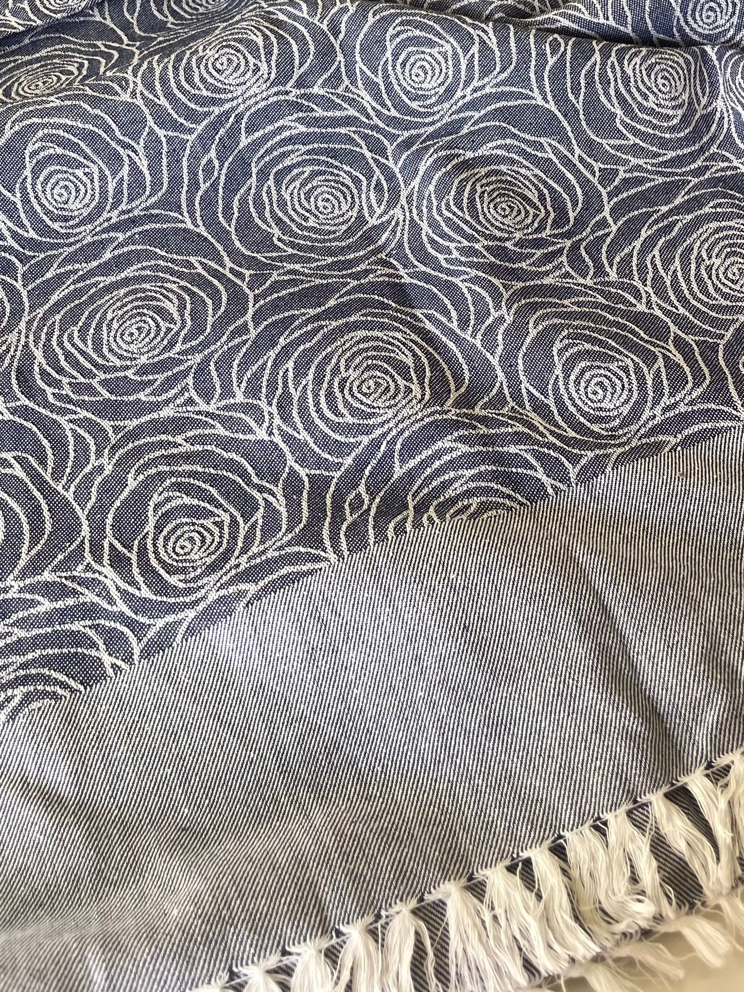 Blue Floral Blanket / Throw
