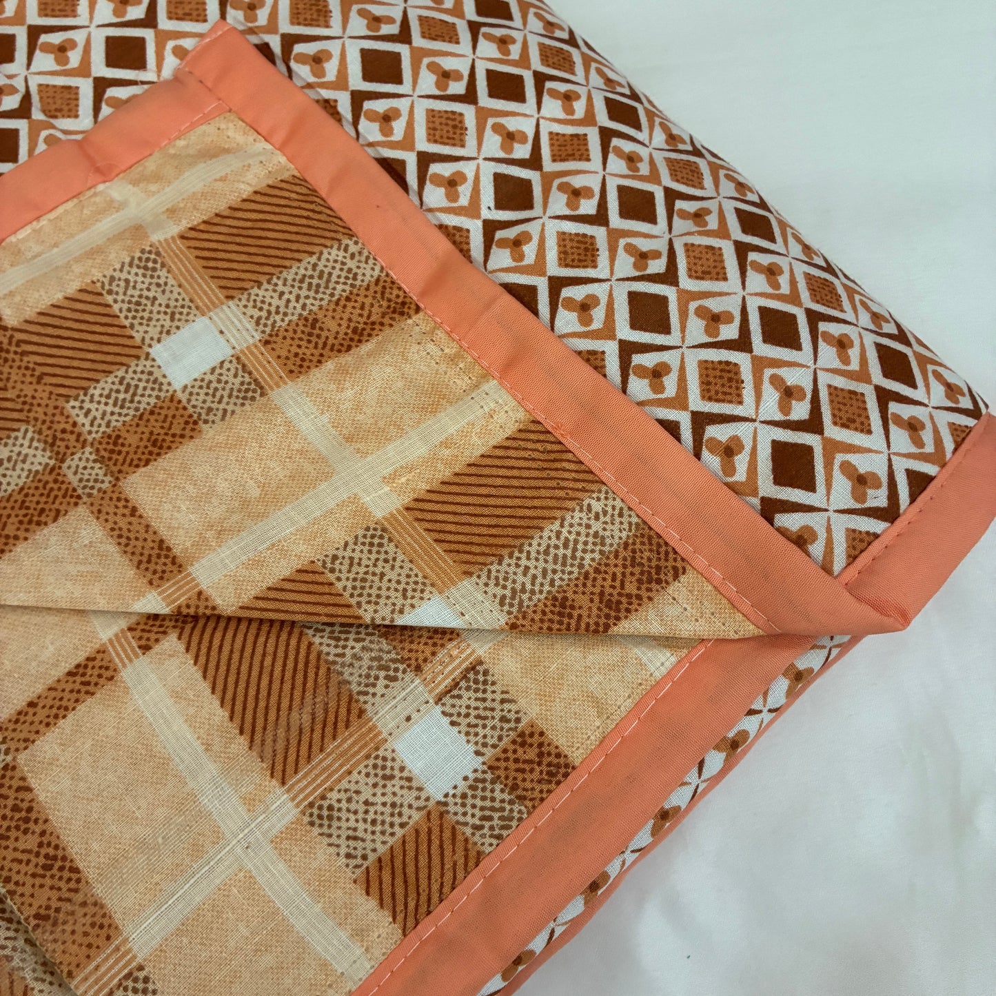 Orange Geometric Single Size Cotton Dohar