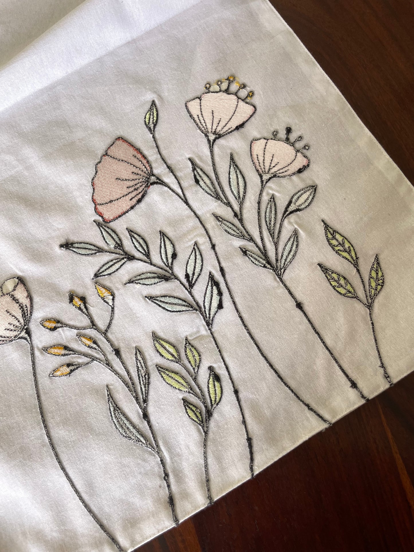 White Embroidery Table Runner 4 ft Long
