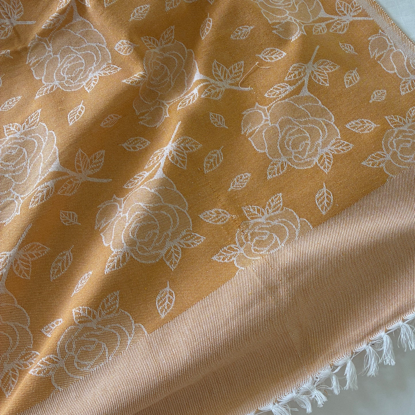 Yellow Floral Double Size Cotton Blanket