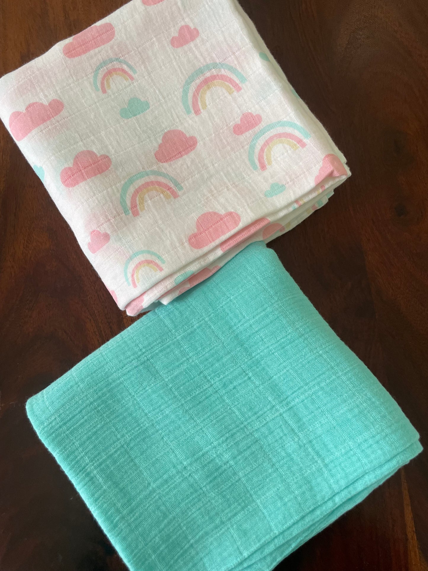 Rainbow & Blue Muslin Bath Towel ( SET OF 2 )
