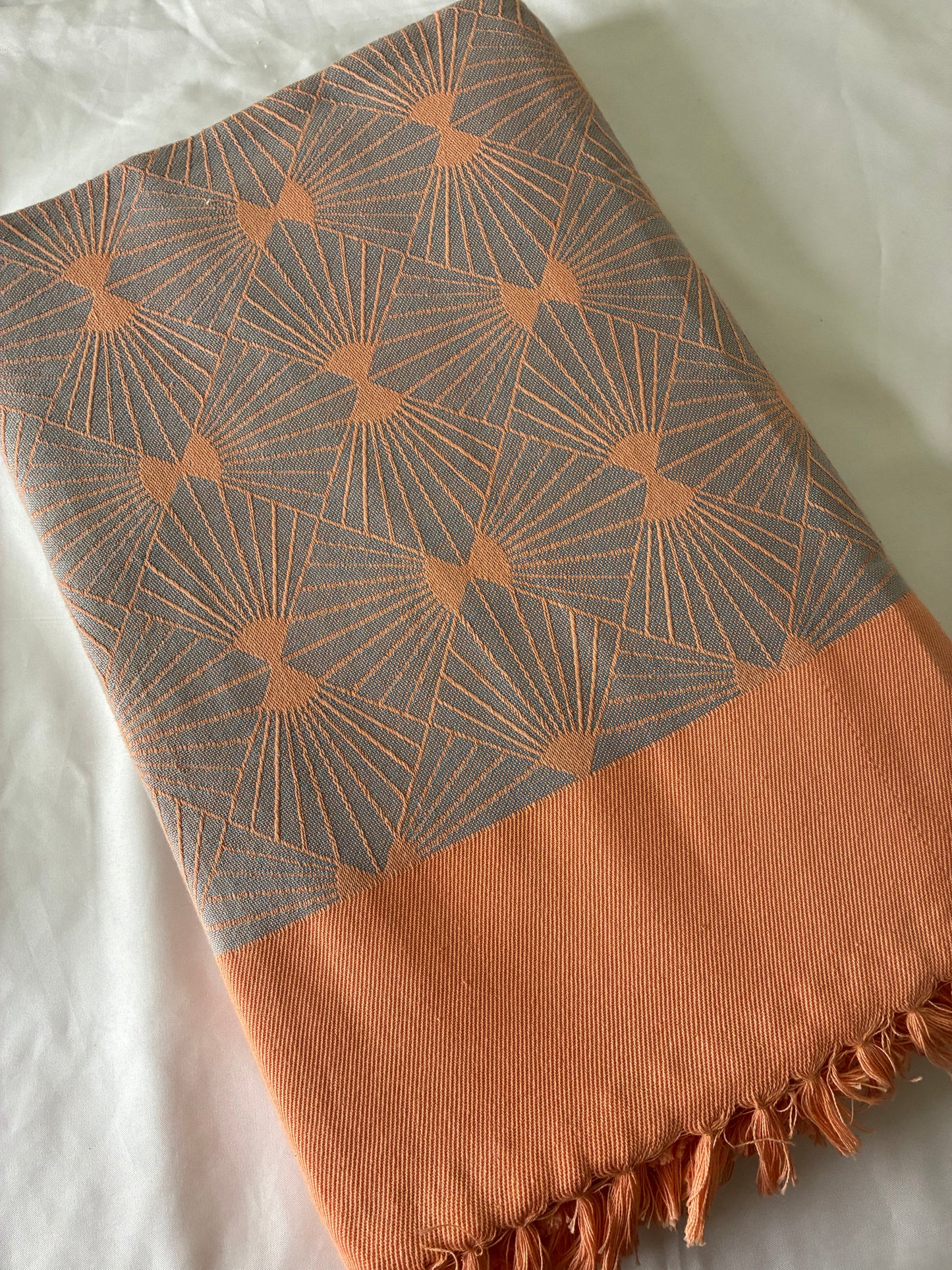 Orange Lines Double Size Cotton Blanket