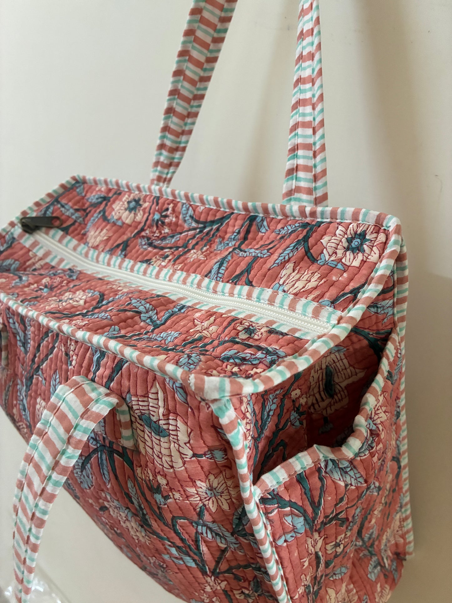 Quilted Waterproof Mini Tote / Lunch Bag with Zip Closure