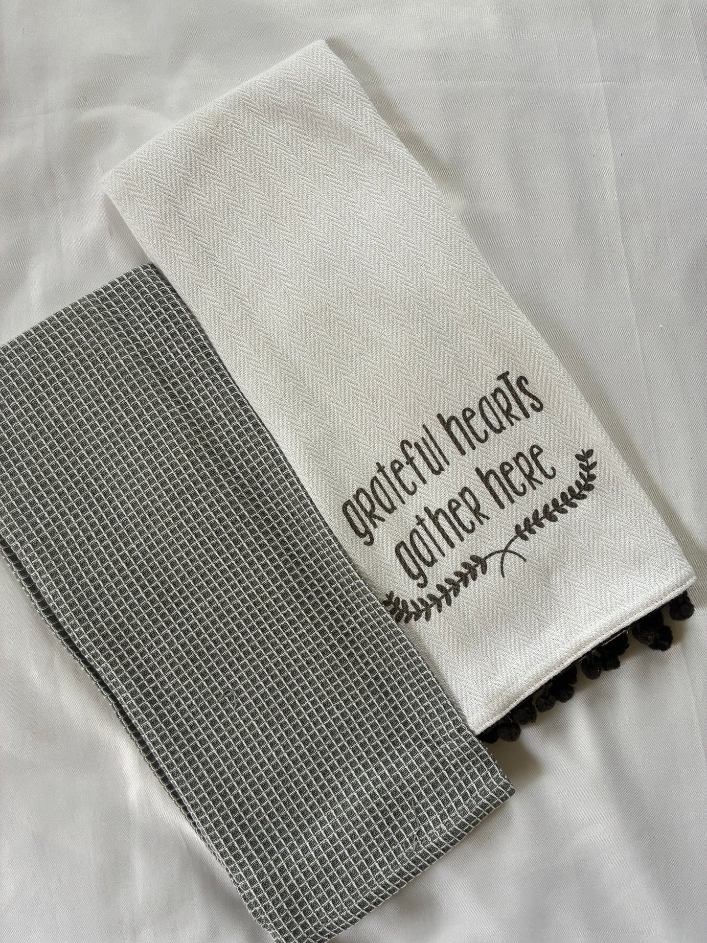 Grey Printed Hand/Lunch Towels (Set of 2)