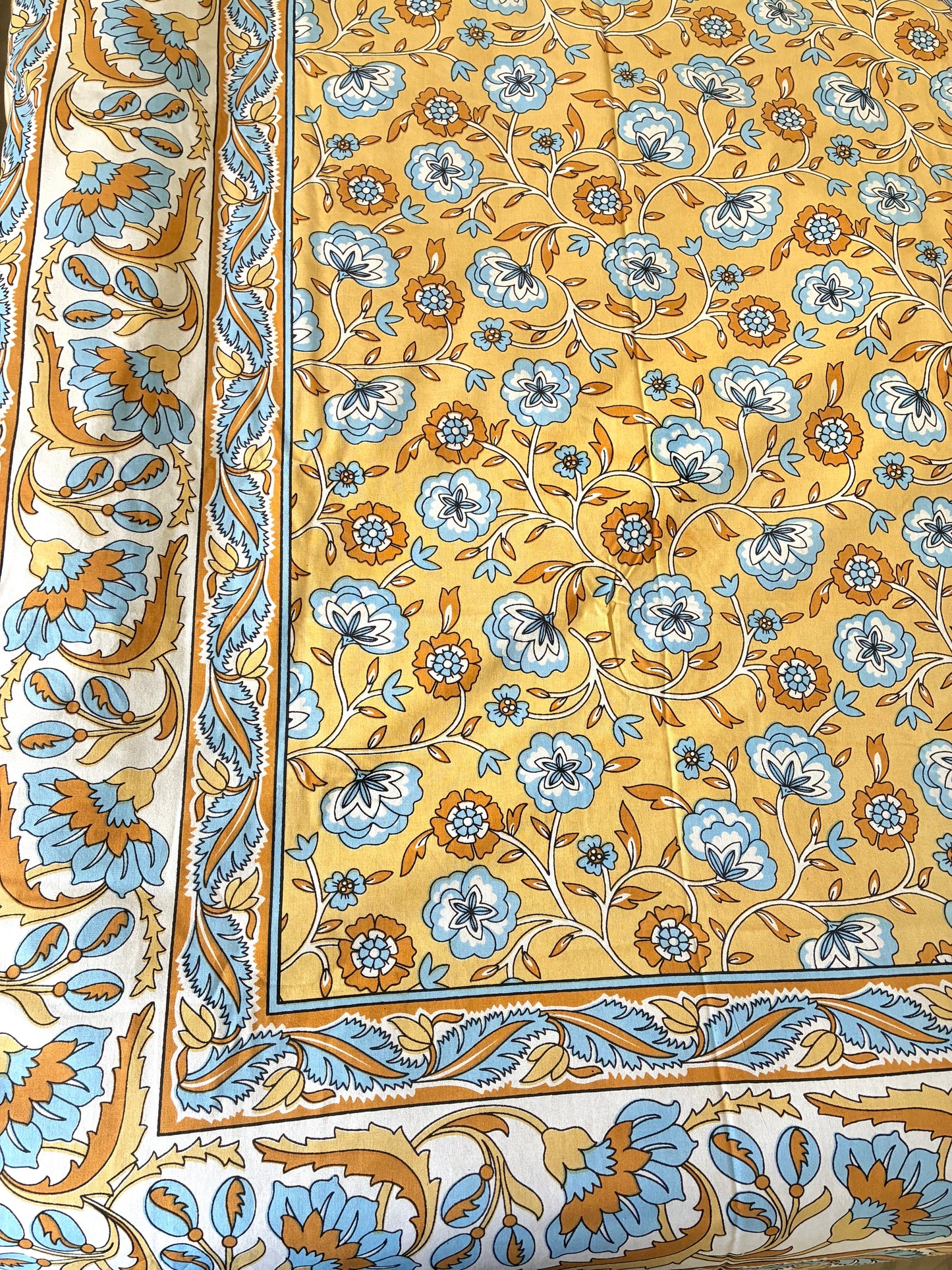 Yellow Floral Queen Bedspread 90x100 inches