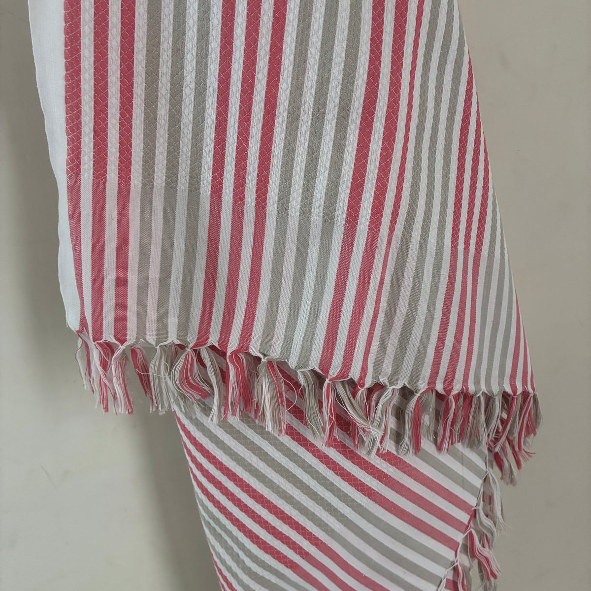 Rose with Grey Cotton Bath Towels