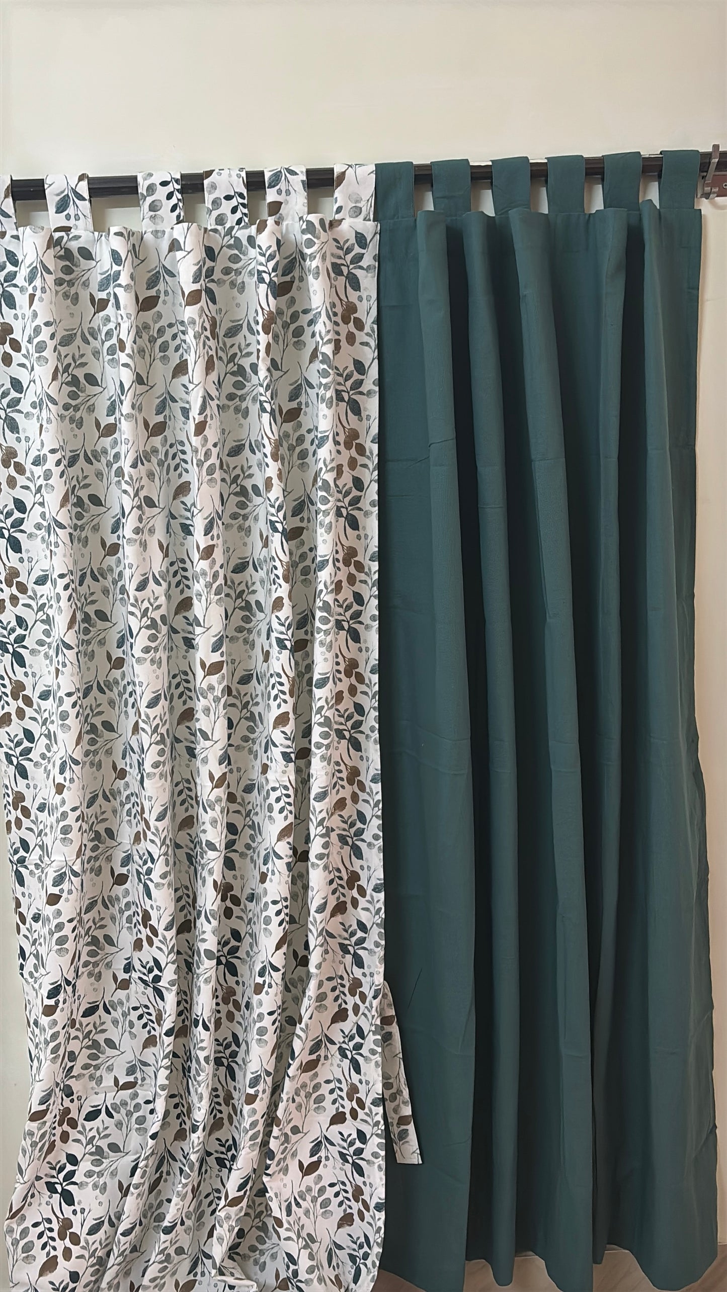 Leaf Print Cotton Curtains