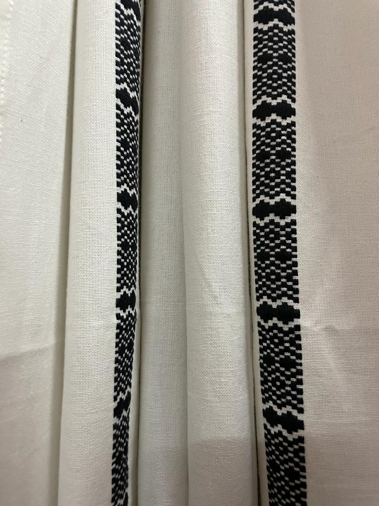 Black abstract Cotton Curtains 5ft (2 pieces)