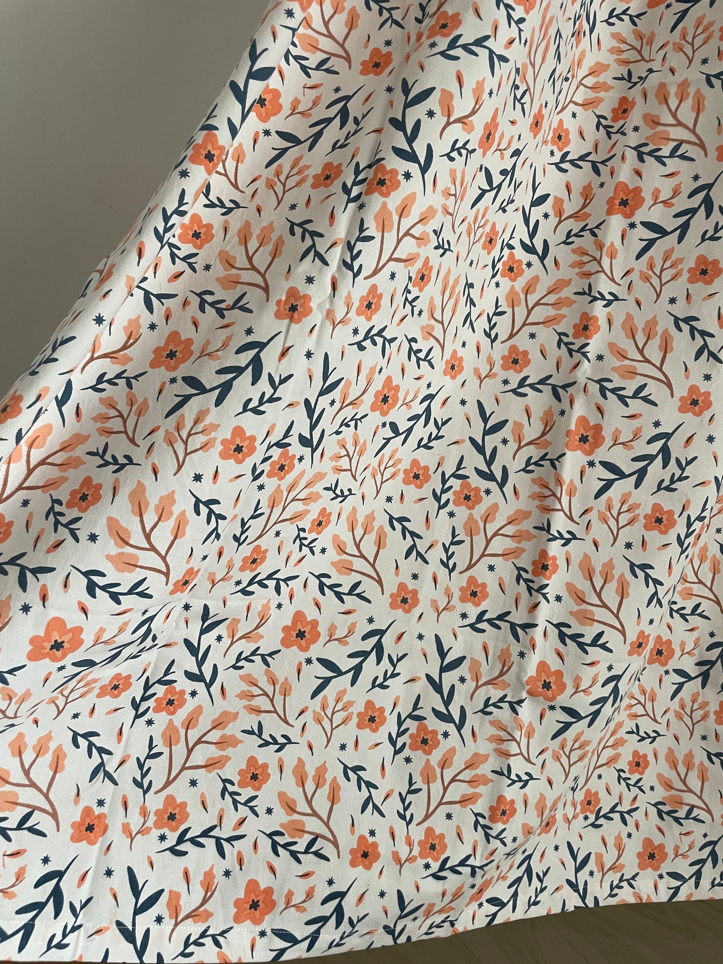 Orange floral Cotton Curtains