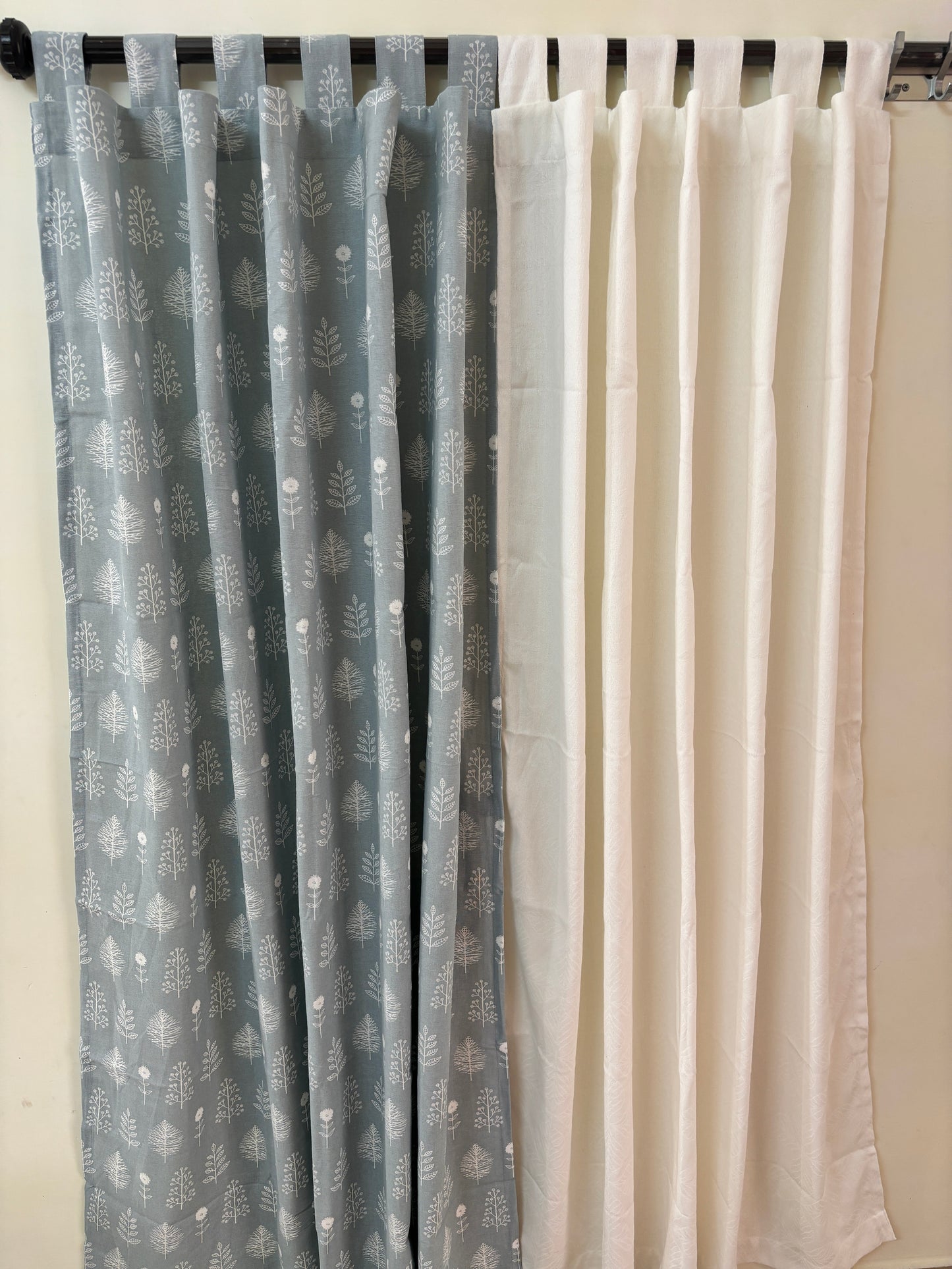 Blue Floral Cotton Curtains 1 piece