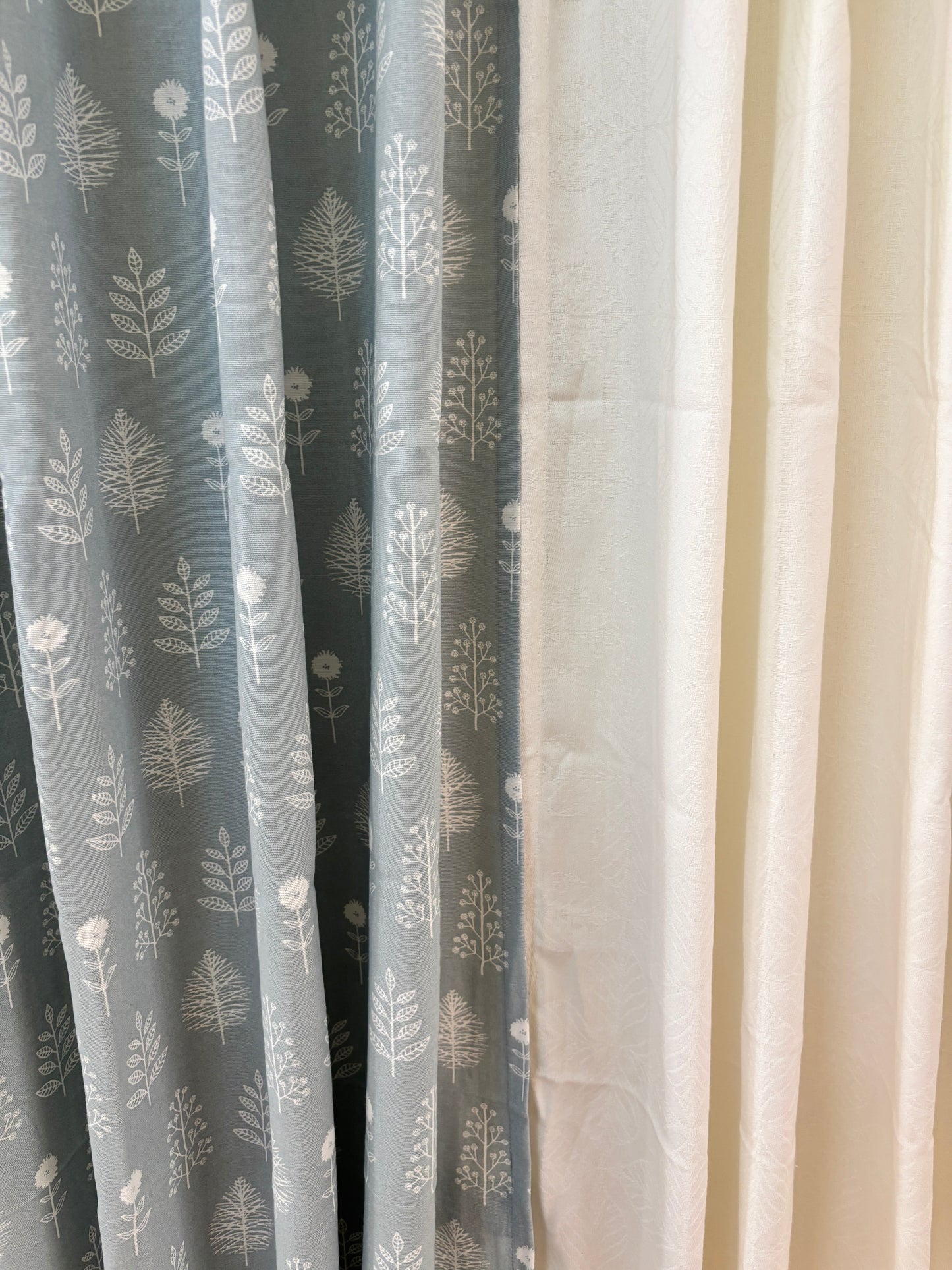 Blue Floral Cotton Curtains 1 piece