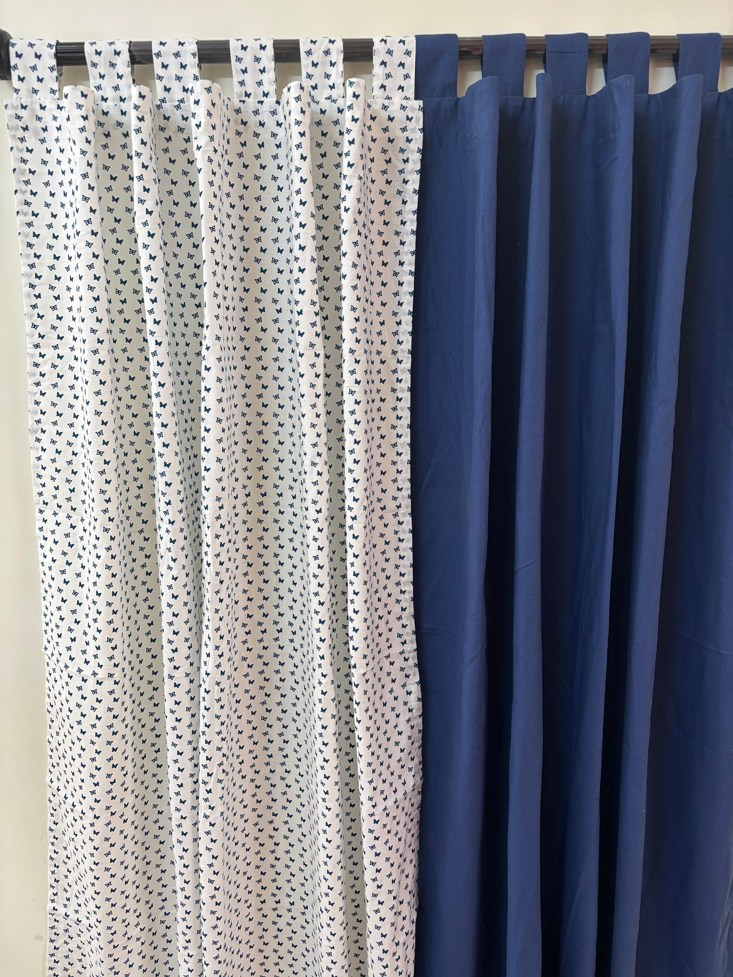 Blue Butterfly Cotton Curtains 1 piece