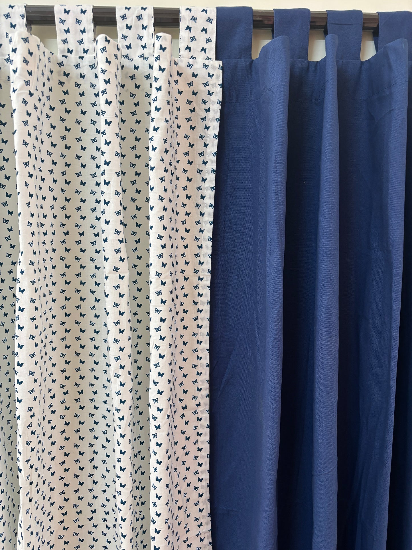 Blue Butterfly Cotton Curtains 1 piece