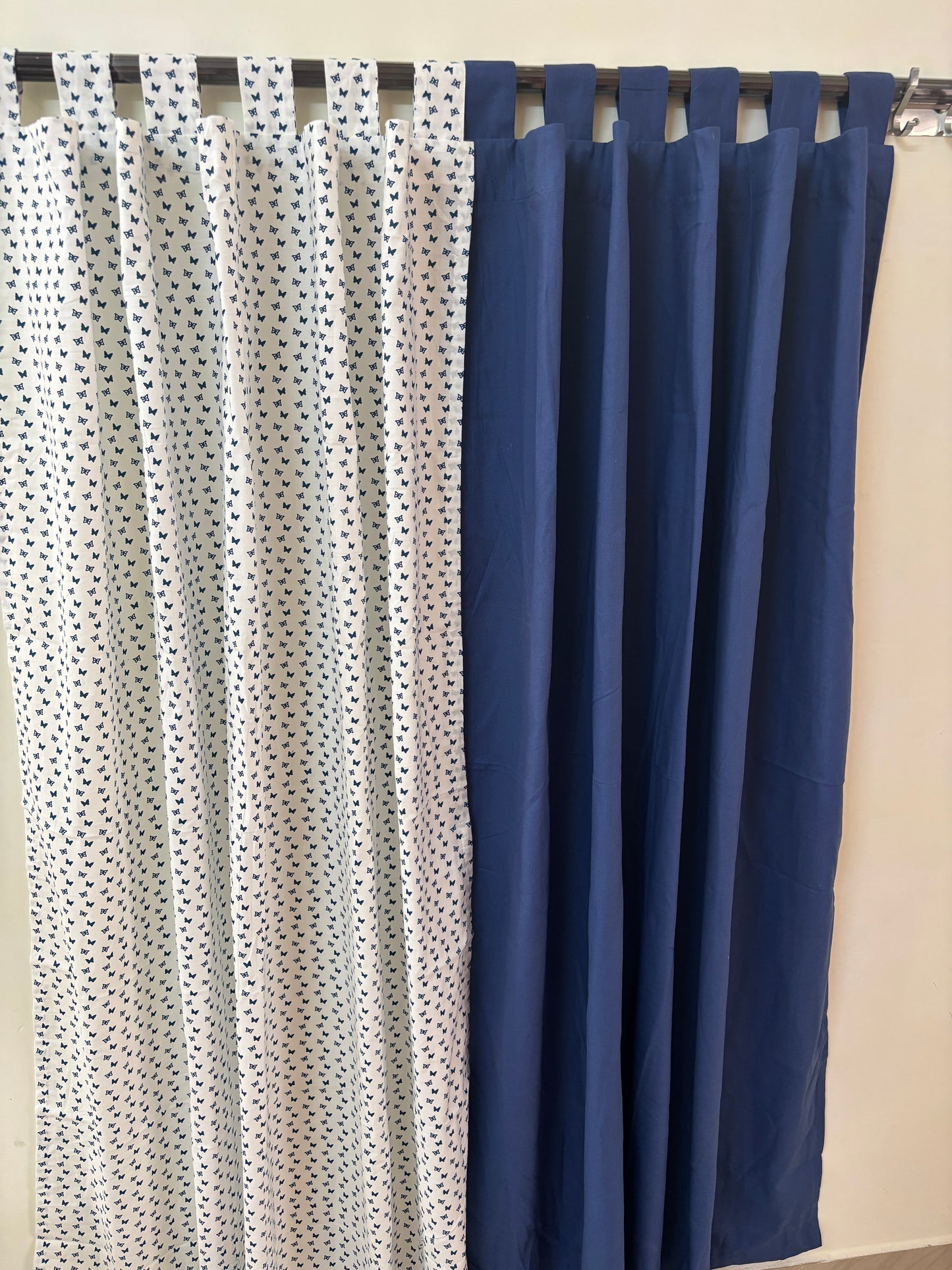 Blue Butterfly Cotton Curtains 1 piece