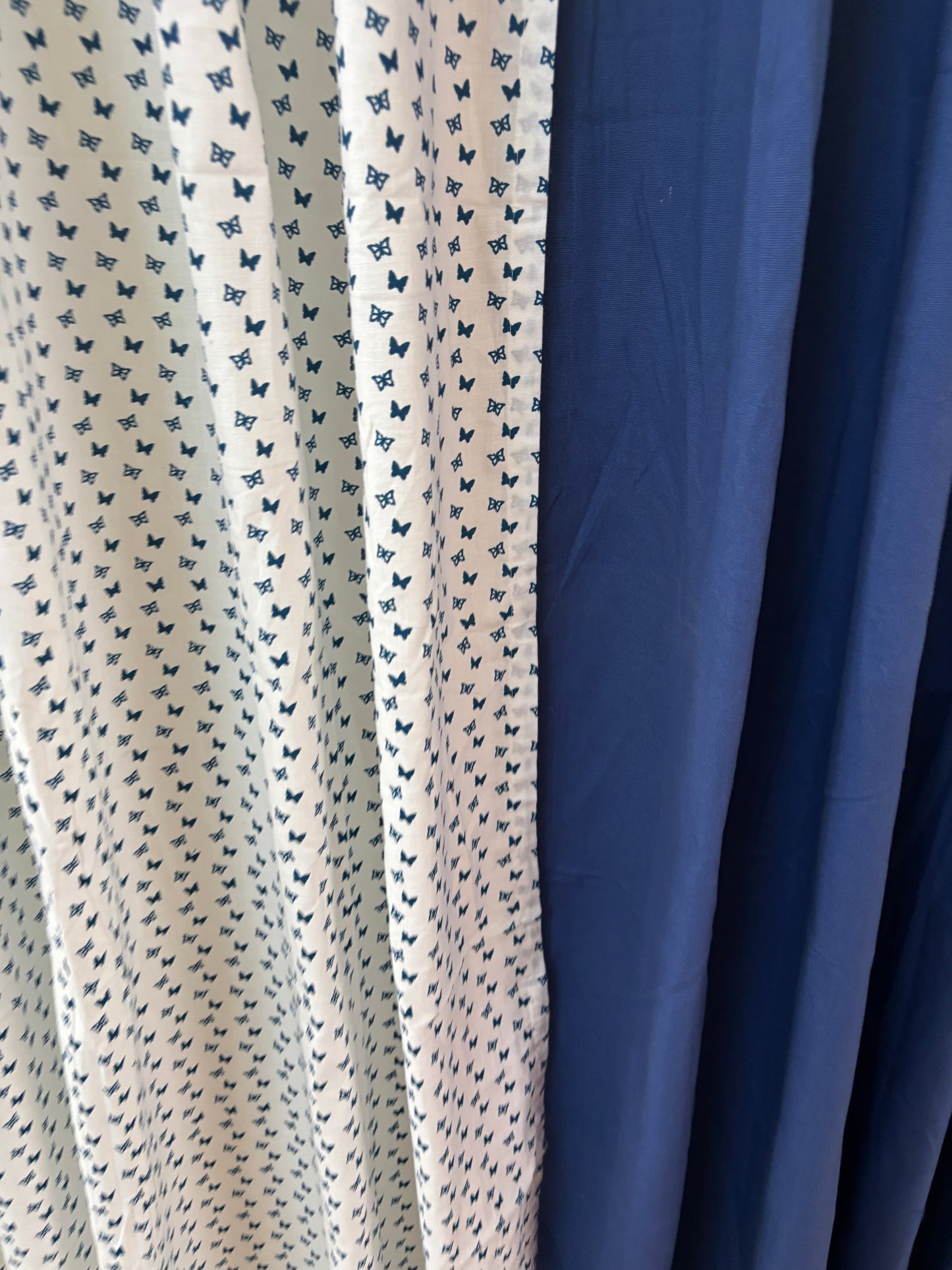 Blue Butterfly Cotton Curtains 1 piece