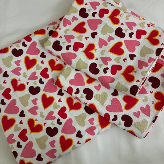 Hearts Cotton Bedspread with 2 Pillow Covers 70 x 90 in