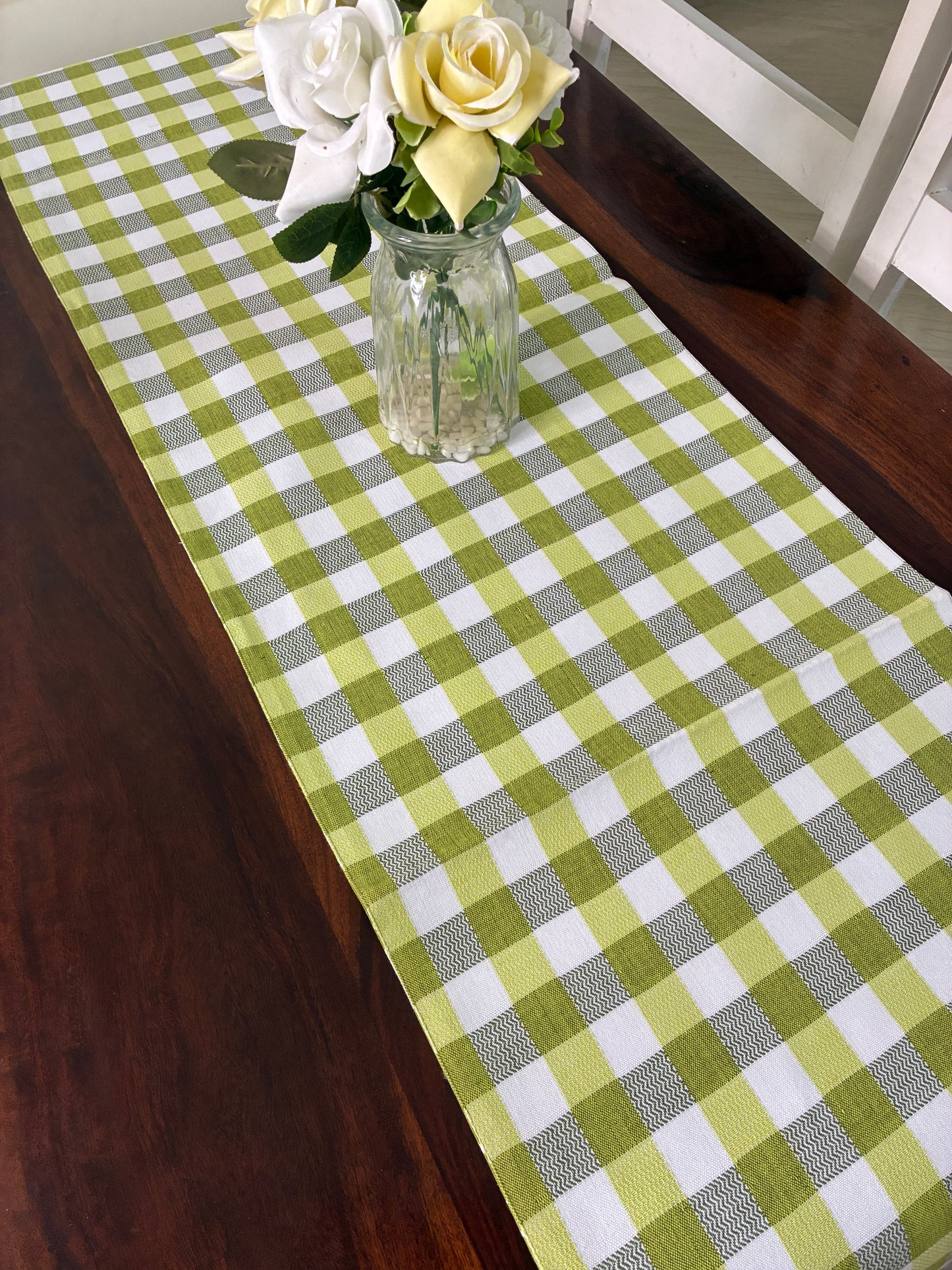 Green Leaves Reversible Table Runner 5.5 ft  long
