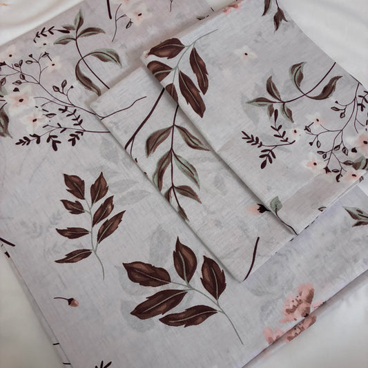 300 TC Brown Leaf King Size Cotton Bedspread 108x108 inches