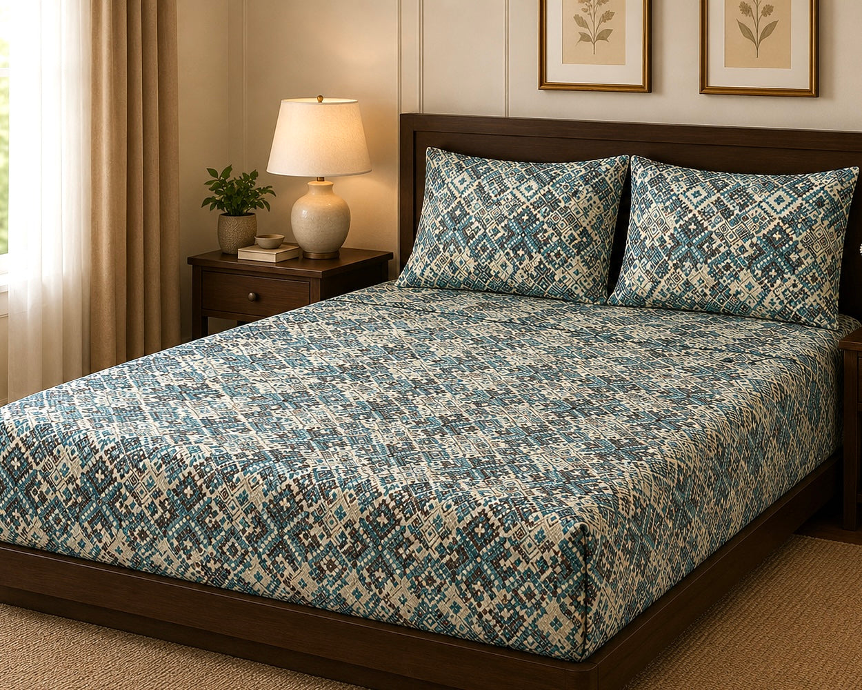 Super King Size Bedspread 120x 120 inches (2 PILLOW COVERS)