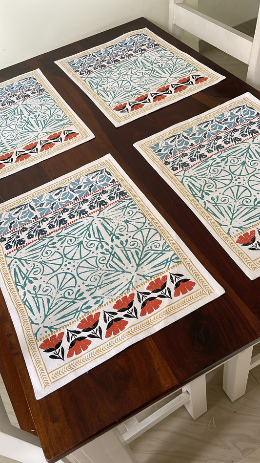Floral Dining Table Mats ( Set Of 6 )