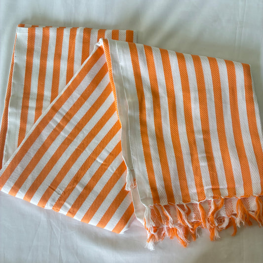 Orange Stripes Extra Long Cotton Bath Towel