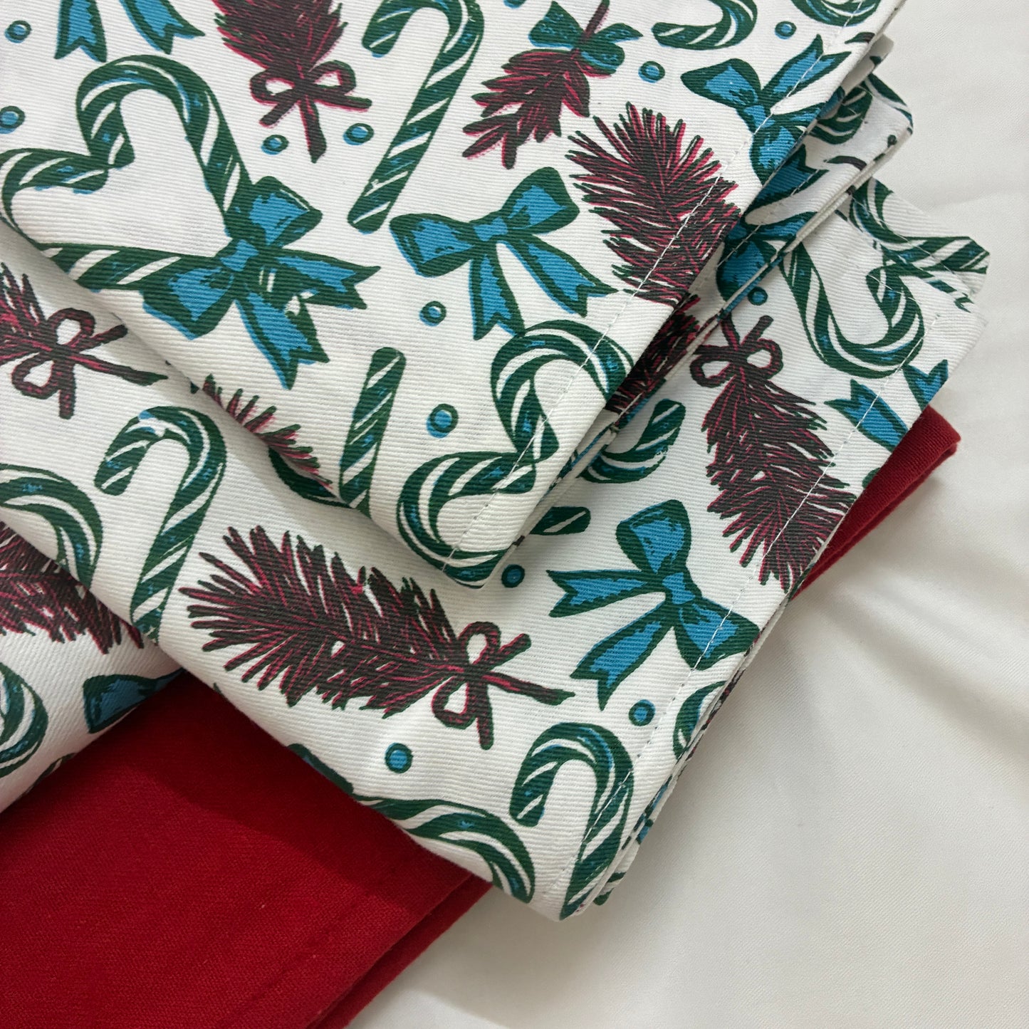 Christmas Print King Size Cotton Bedspread 100x110 in