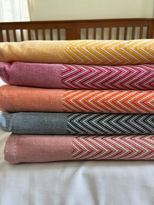 Herringbone Single Size Cotton Blanket / Throw