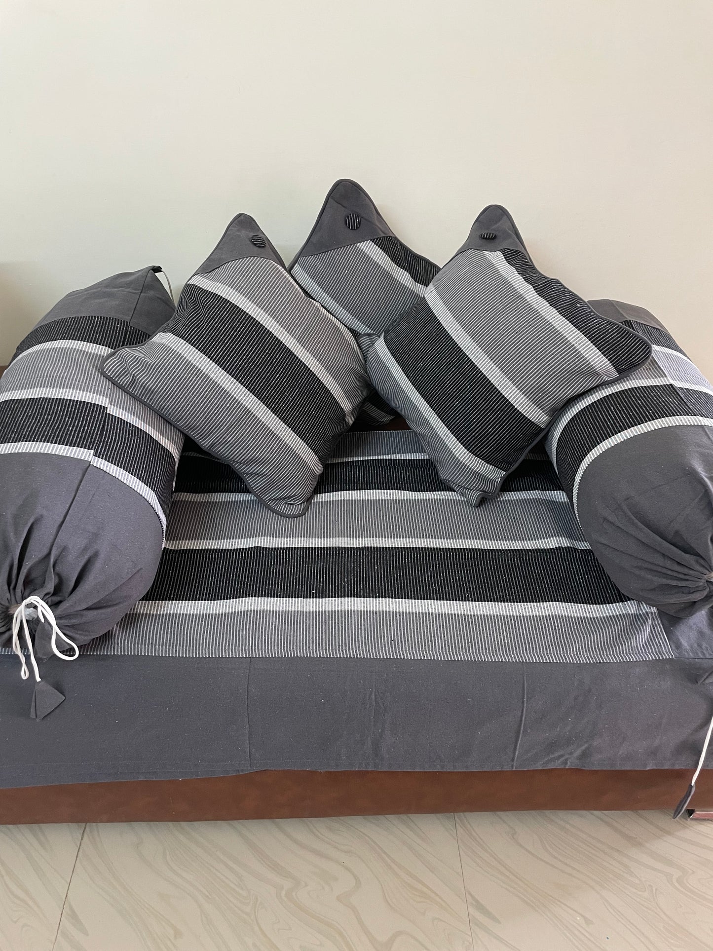 Grey Stripes Diwan Set