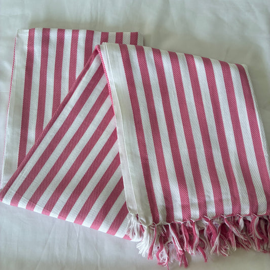 Red Stripes Extra Long Cotton Bath Towel