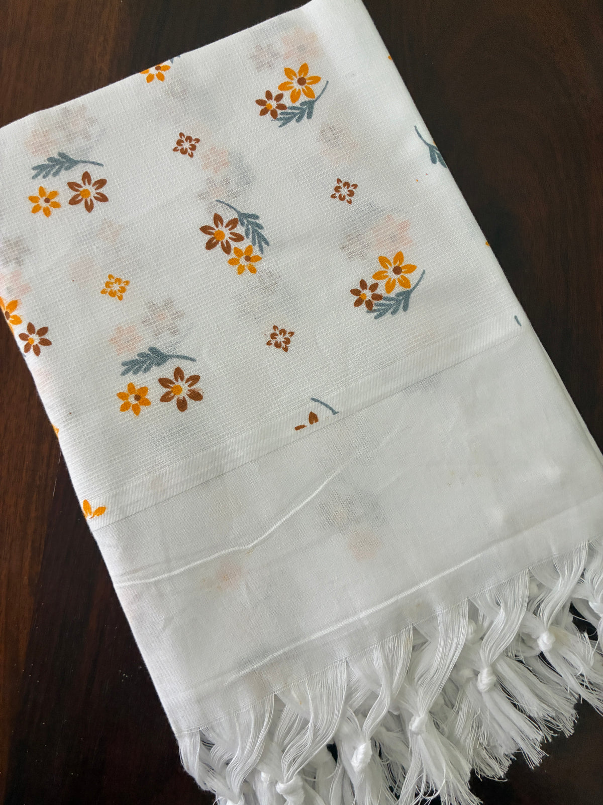 White floral Cotton Bath Towels
