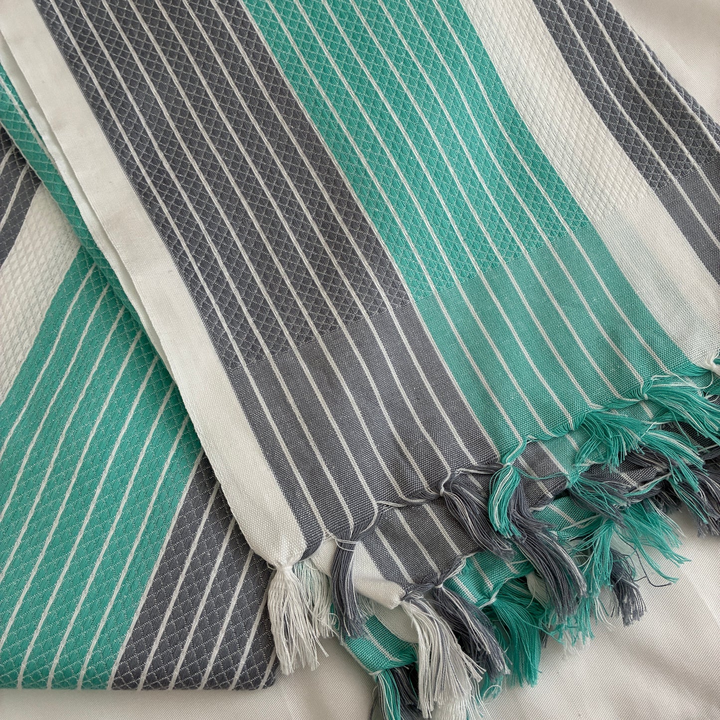 Turquoise stripes Extra Long Cotton Bath Towel