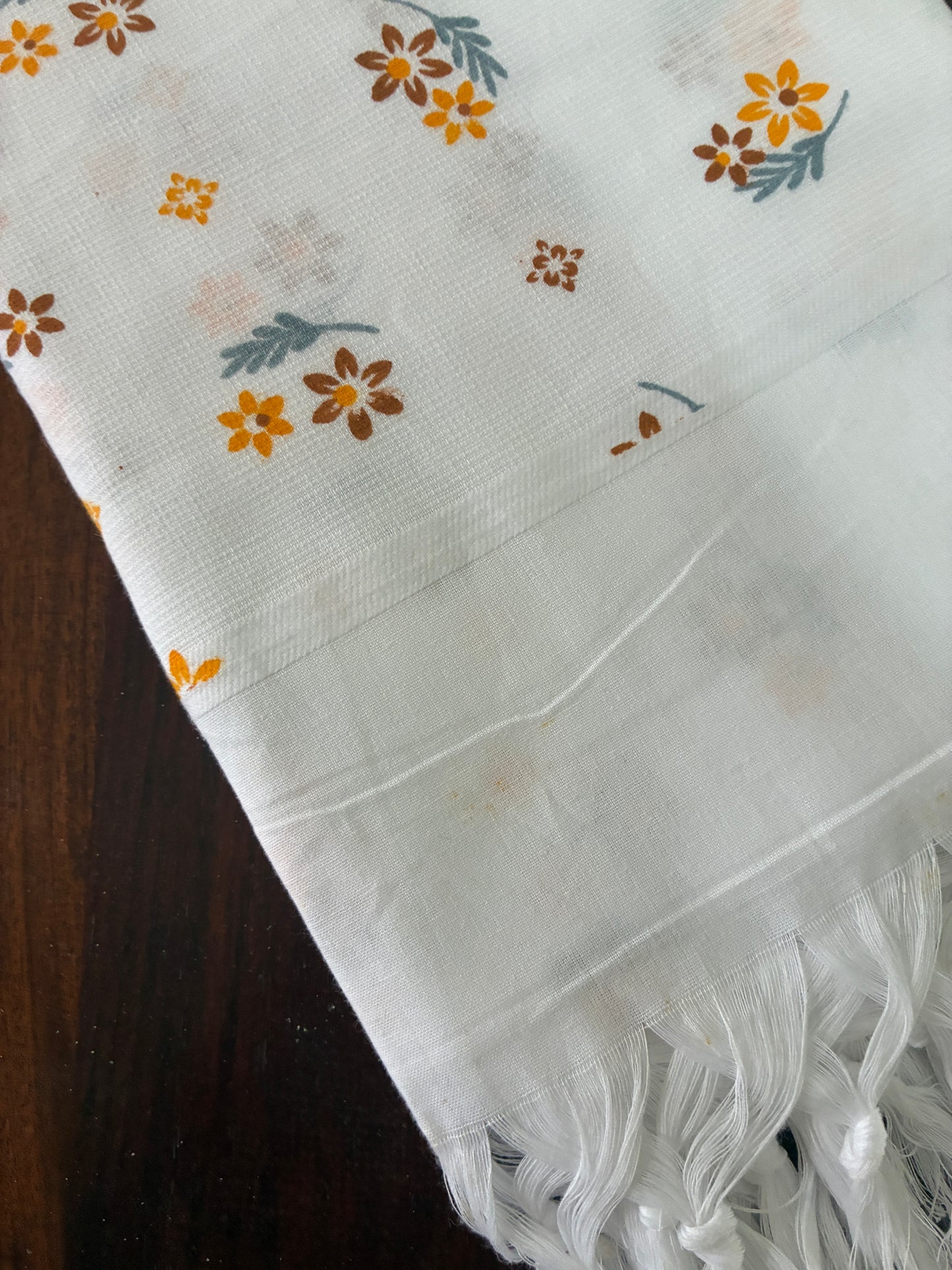 White floral Cotton Bath Towels