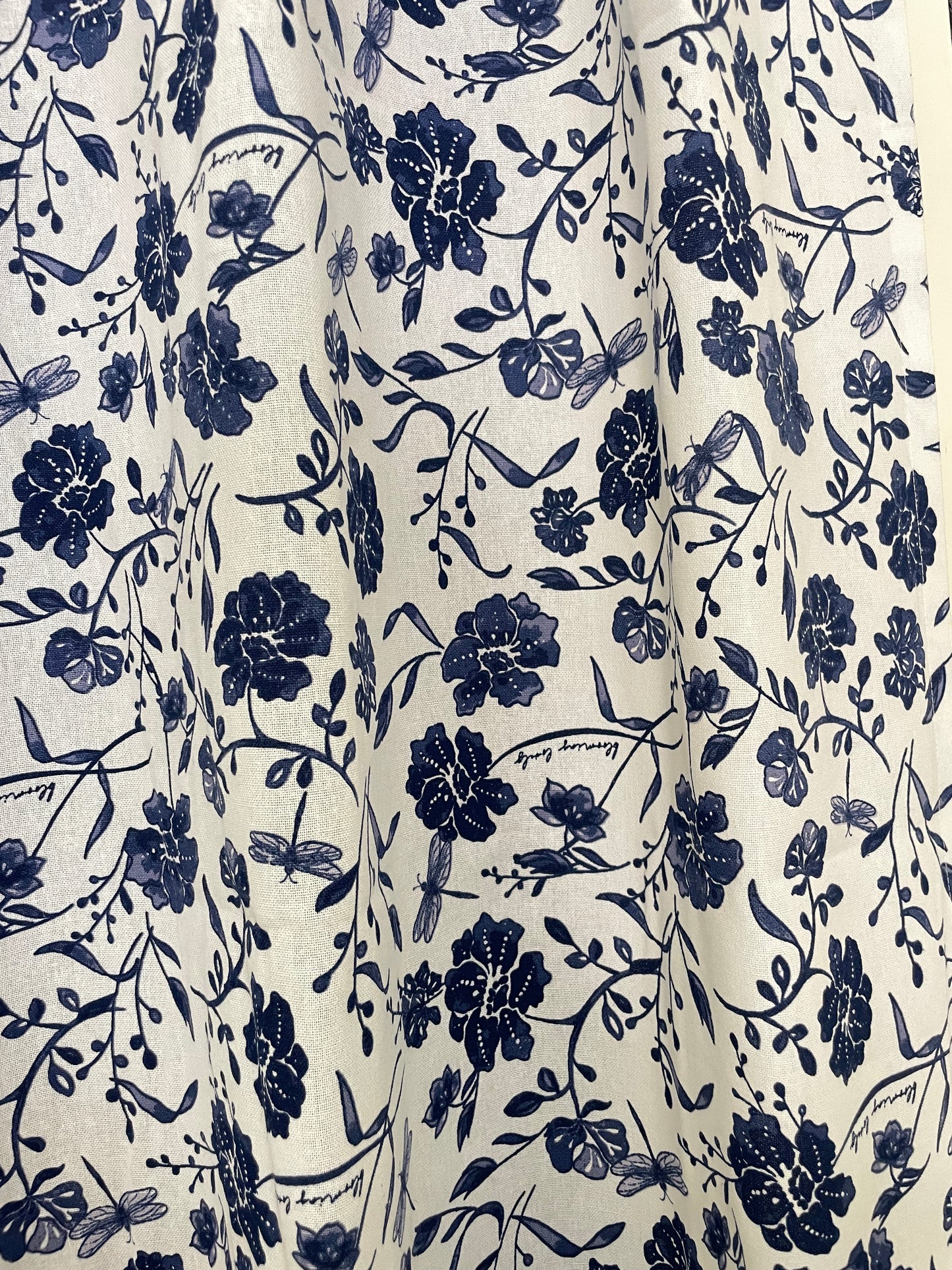 Blue Floral Cotton Curtains