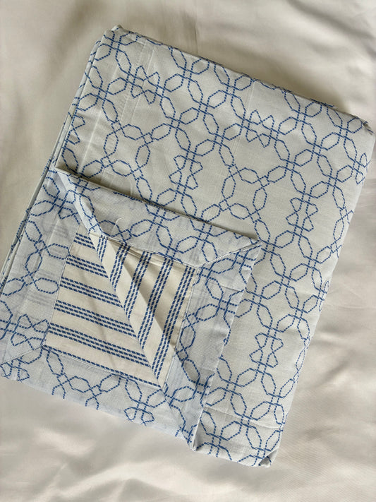 Blue Abstract Cotton Double Size Dohar