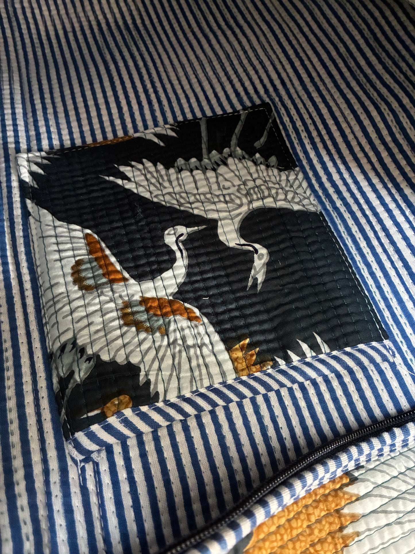 Large Quilted Tote Bag with Zip Closure