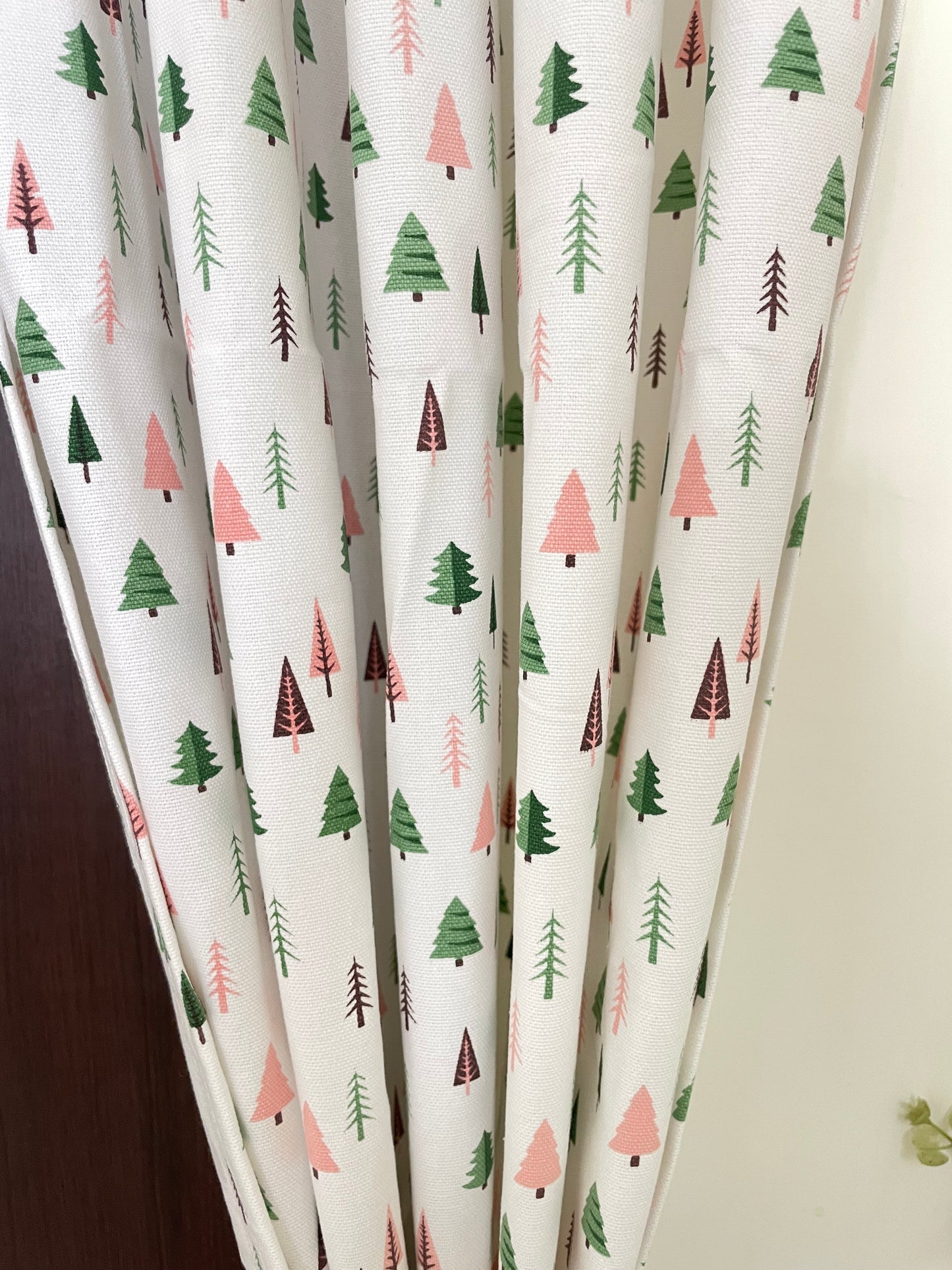 Christmas Tree Print Cotton Curtains