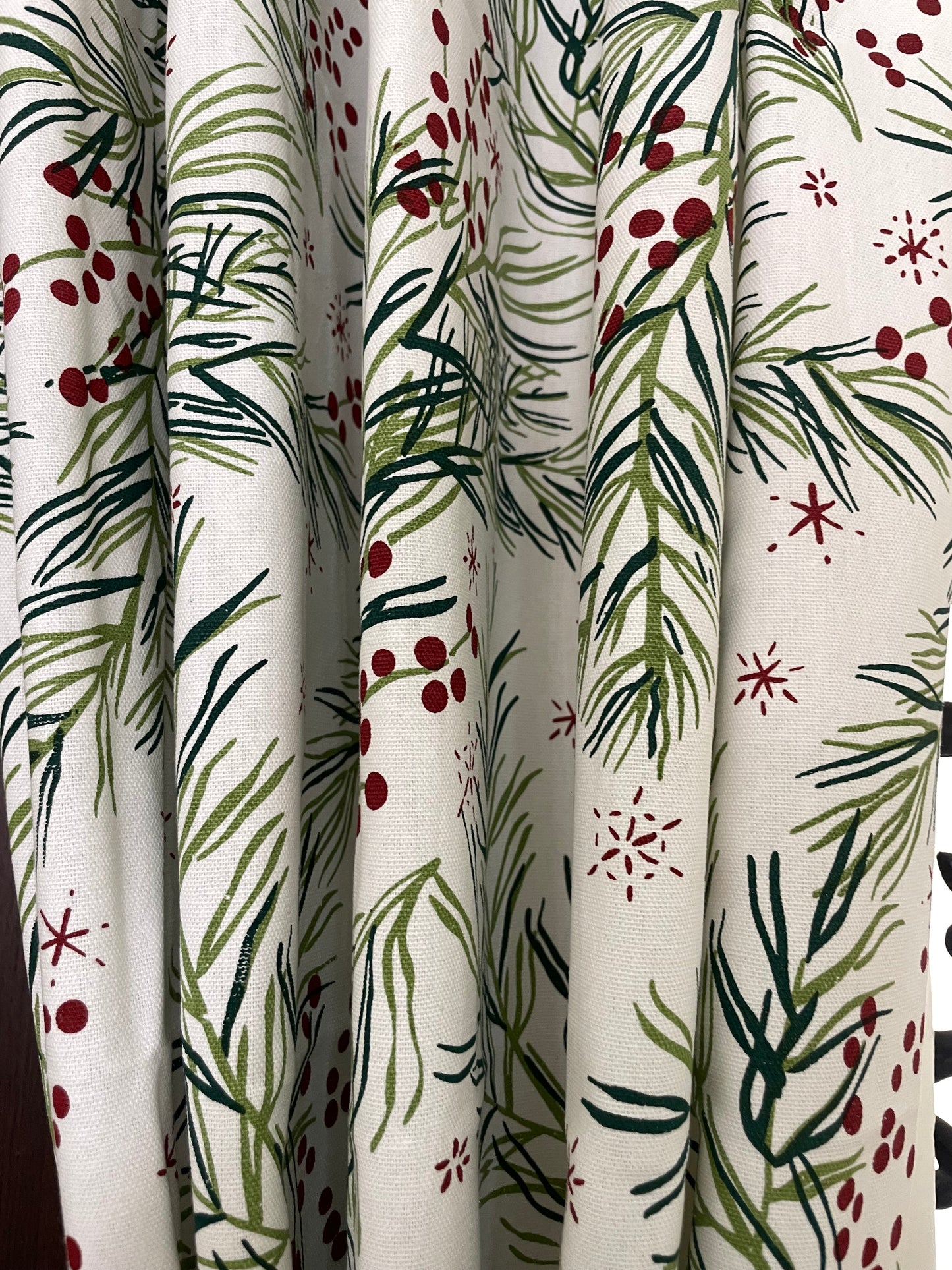 Leaf & Berry Print Cotton Curtains