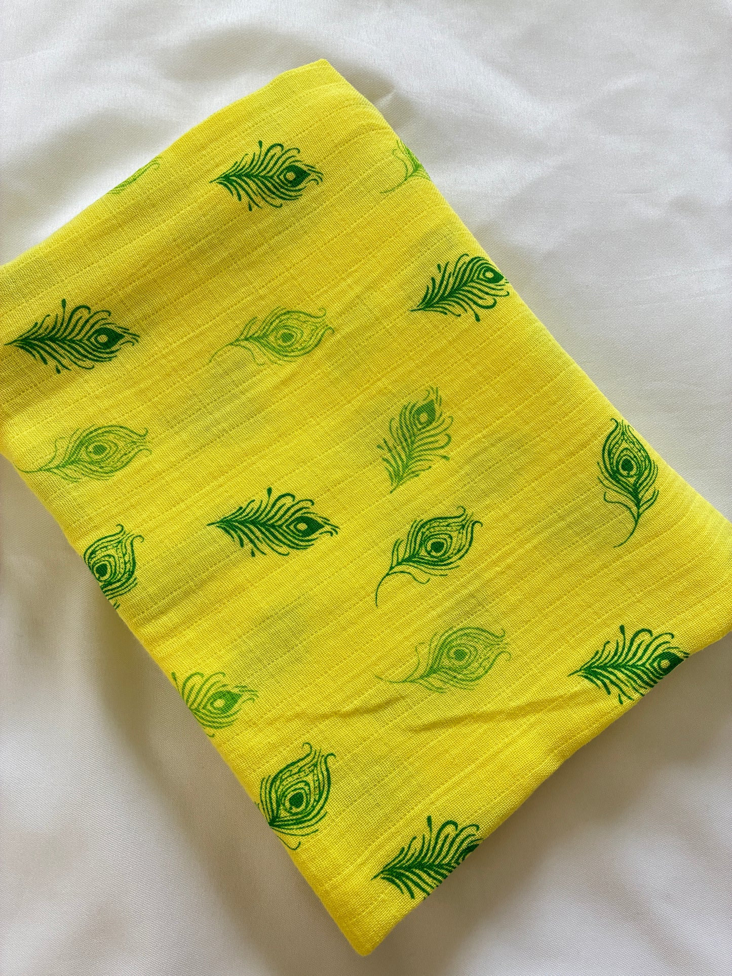 Yellow Feathers Muslin Bath Towel