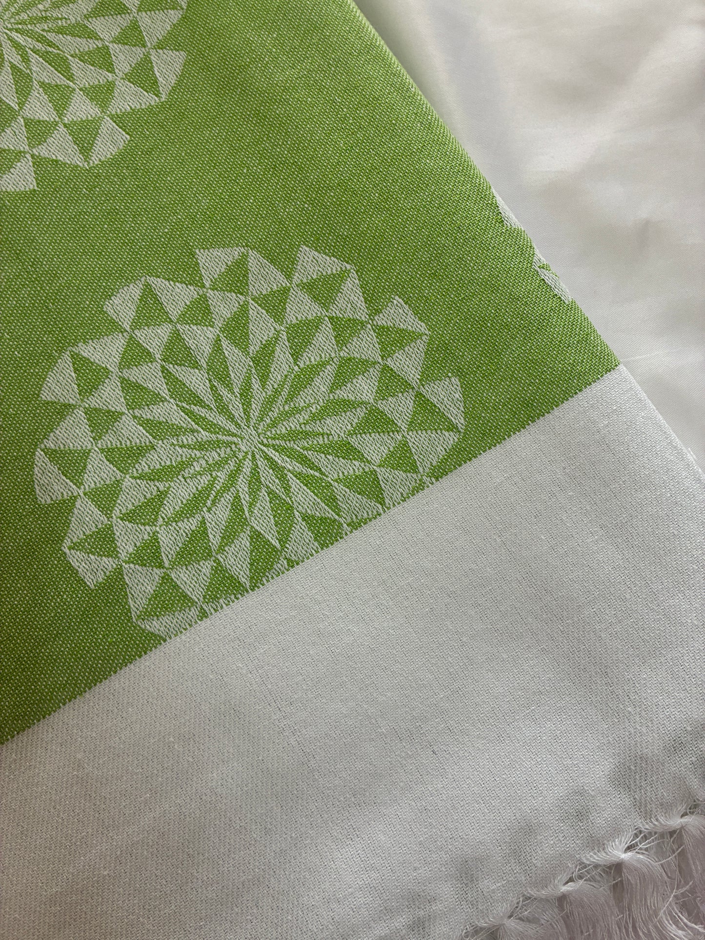 Green Floral Double Size Cotton Blanket