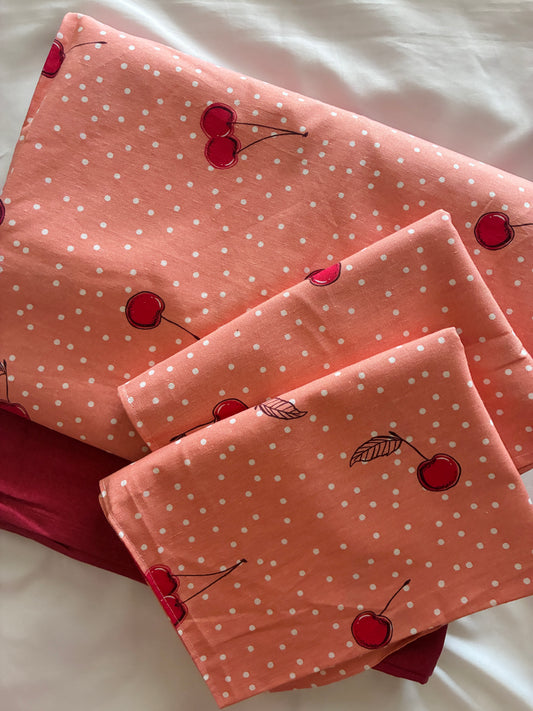 Peachy Cherry King Size Cotton Bedspread 100x110 in