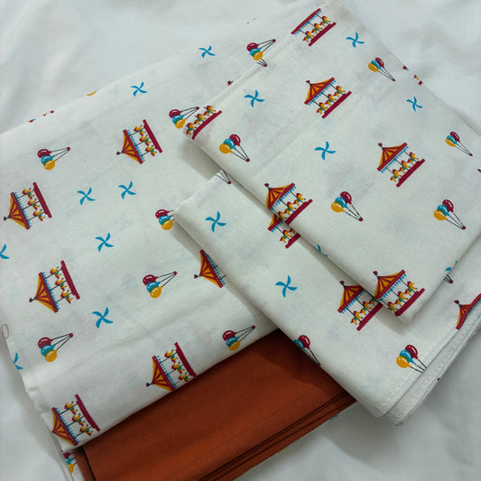 Christmas Print King Size Cotton Bedspread 100x110 in