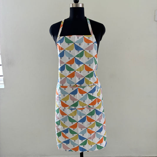 Bird Print Cotton Apron